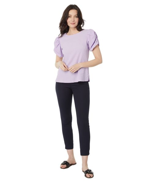 Vince Camuto Crew Neck Gathered Puff Sleeve Blouse Cool Lavender