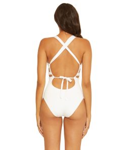 BECCA by Rebecca Virtue Color Code Skylar Plunge One-Piece White