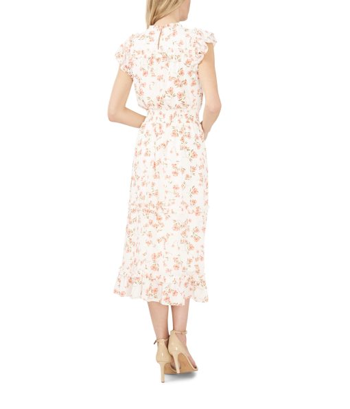 CeCe Midi Dress with Smocked Waist New Ivory