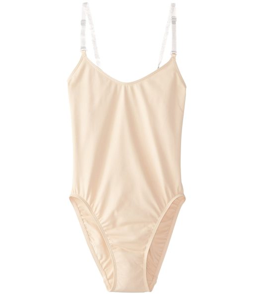 Capezio Women's Camisole Leotard with Clear Transition Straps, Nude, Large Nude