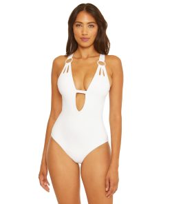 BECCA by Rebecca Virtue Color Code Skylar Plunge One-Piece White