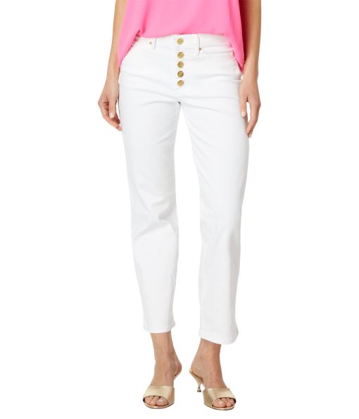 Lilly Pulitzer South Ocean High-Rise Straight Leg Jeans in Resort White Resort White