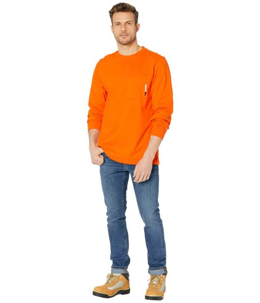 Timberland PRO FR Cotton Core Long Sleeve Pocket T-Shirt with Logo Blaze Orange