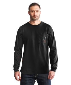 Timberland PRO Big & Tall FR Cotton Core Pocket Logo Long Sleeve T-Shirt Black