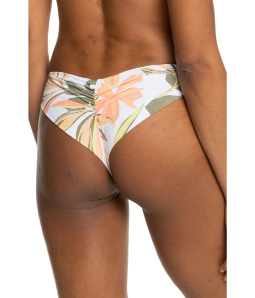 Roxy Printed Beach Classics Cheeky Bikini Bottoms Bright White Subtly Salty Flat
