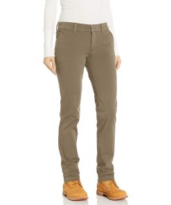 Dickies Women's Perfect Shape Straight Twill Pant Rinsed Oxford Stone