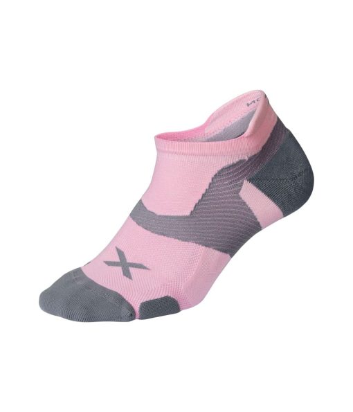 2XU Vectr Cushion No Show Socks Dusty Pink/Grey