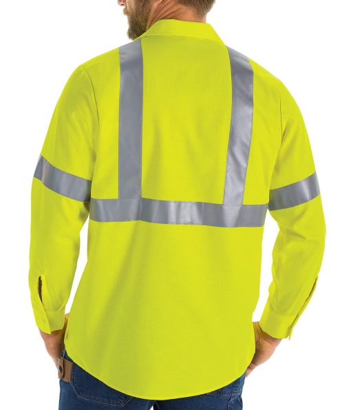 Red Kap Men's Hi-Visibility Short Sleeve Color Block Ripstop Work Shirt-Type R, Class 2 Fluorescent Yellow
