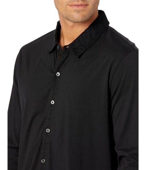 Mod-o-doc Super Fine Jersey Long Sleeve Button Front Black