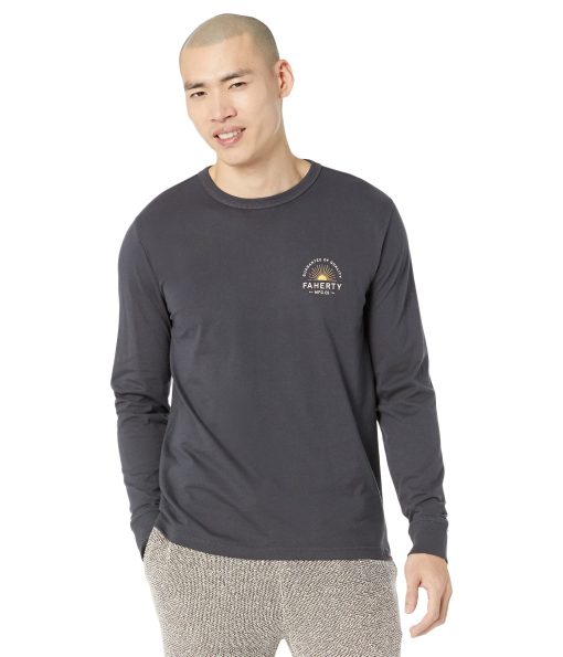 Faherty Graphic Long Sleeve Manufacturing Tee Washed Black