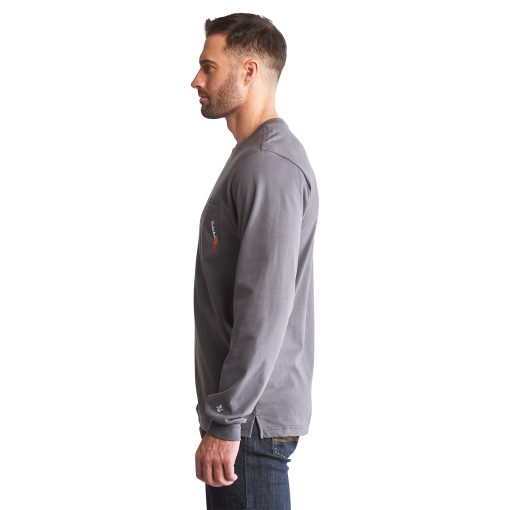 Timberland PRO Big & Tall FR Cotton Core Pocket Logo Long Sleeve T-Shirt Charcoal