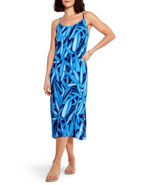 NIC+ZOE Sunset Jungle Slip Dress Blue Multi