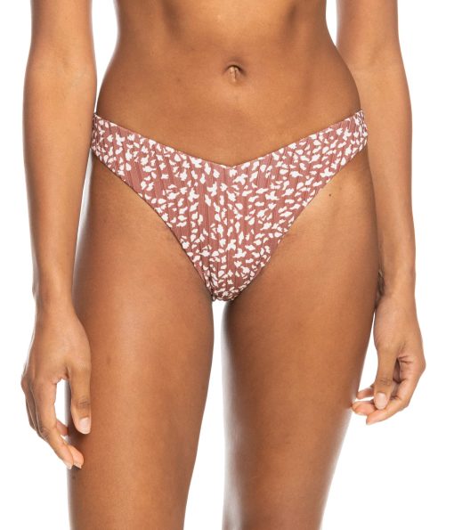Roxy Love The Sunseeker Ribbed Bikini Bottoms Rustic Brown Animalia Dots