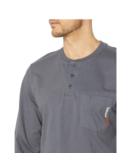Timberland PRO FR Cotton Core Long Sleeve Henley with Pocket Charcoal