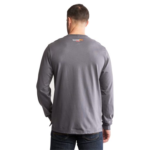 Timberland PRO Big & Tall FR Cotton Core Pocket Logo Long Sleeve T-Shirt Charcoal