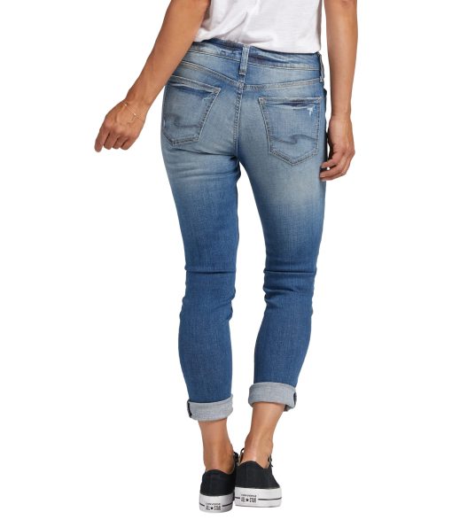 Silver Jeans Co. Girlfriend Mid-Rise Slim Leg Jeans L27137CAA239 Indigo