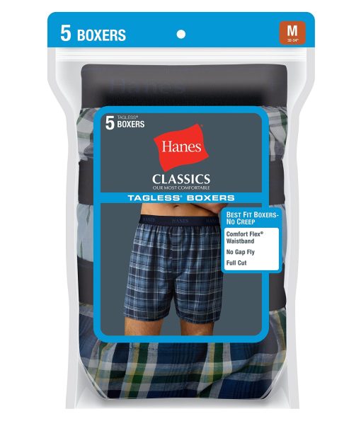Hanes Men's Yarn Dye Exposed Waistband Boxer-Multiple Packs and Colors Assorted Print