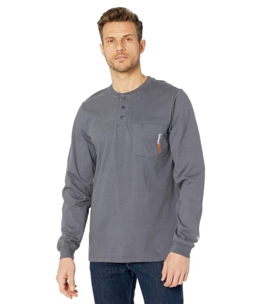 Timberland PRO FR Cotton Core Long Sleeve Henley with Pocket Charcoal
