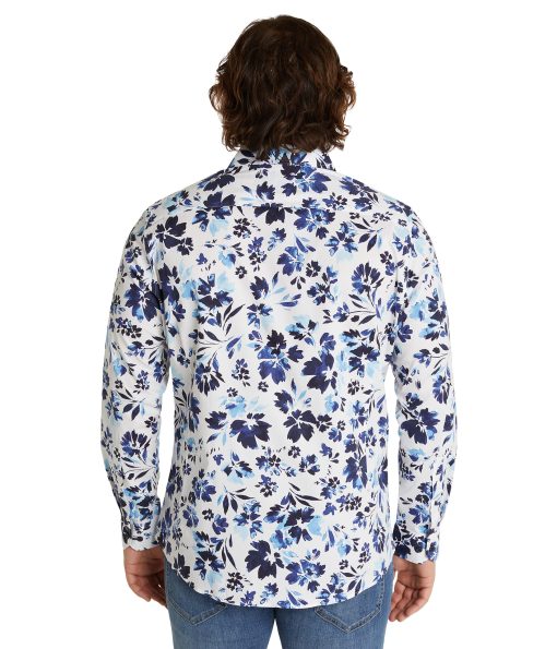 Johnny Bigg Big & Tall Martin Floral Stretch Shirt Blue