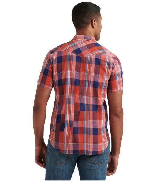 Lucky Brand Short Sleeve Mesa Western Shirt Red Plaid
