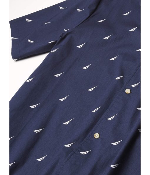 Nautica Men's Short Sleeve 100% Cotton Soft Woven Button Down Pajama Top Peacoat