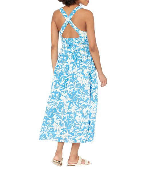 English Factory Floral Cross-Back Maxi Dress Blue