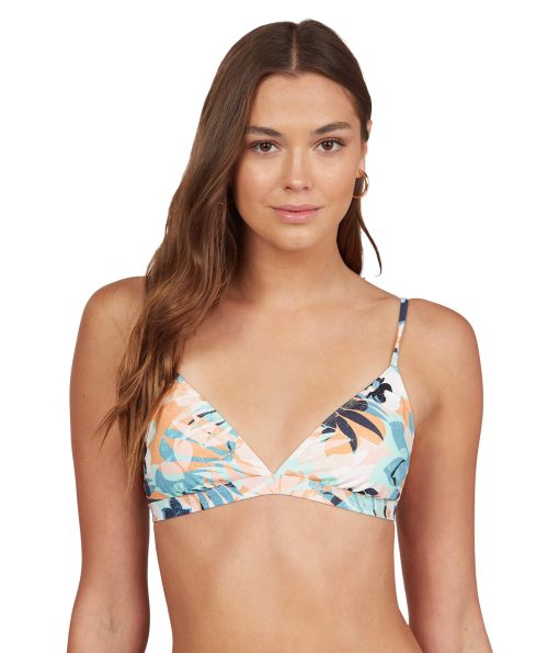 Roxy Printed Beach Classics Fixed Tri Bikini Top Bright White Zeta Blossom