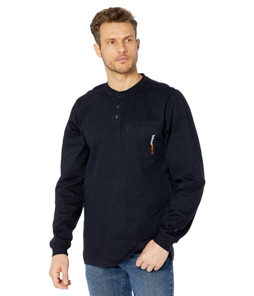Timberland PRO FR Cotton Core Long Sleeve Henley with Pocket Navy